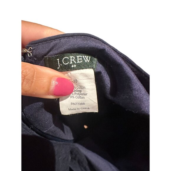 J CREW Navy Blue Cotton Blend Dress Size 10 - Picture 5 of 7